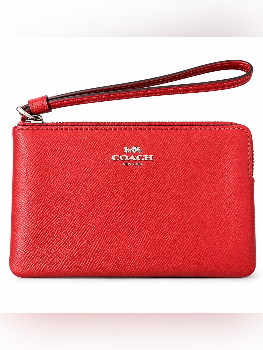 Coach Red Leather Wristlet with Logo